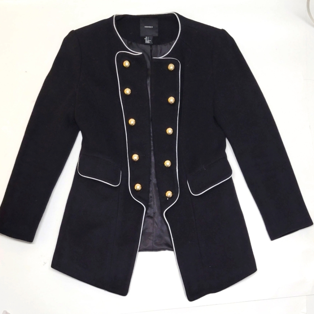 Forever 21 Black Open Military Inspired Jacket